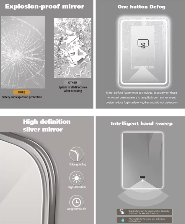 STOCK READY TO SHIP-Double side Black Ceiling Mounted Oval Mirror Bathroom LED Sensor Full Length Mirrors