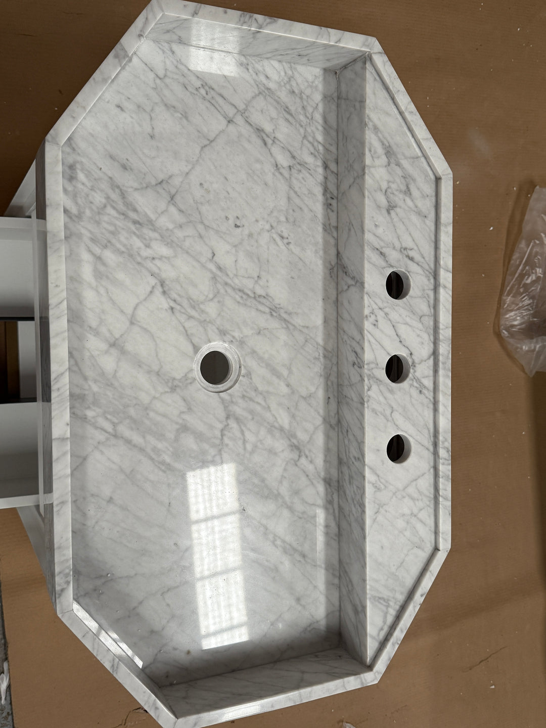 FINLAND-White Matte with Brushed gold trim metal with Natural Marble intergratred sink