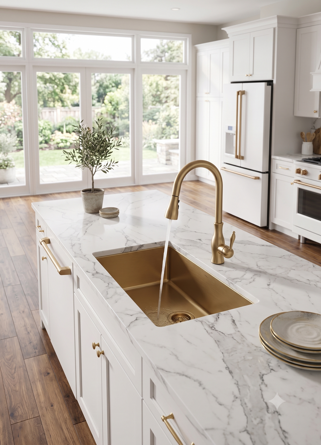 Florina-Transitional Design Pull Out Dual Mode Sprayer Kitchen Faucet