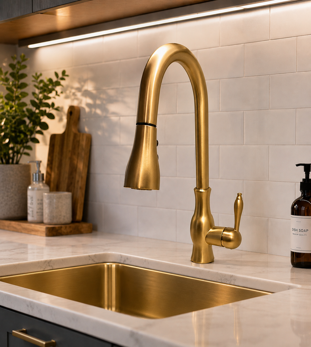 Florina-Transitional Design Pull Out Dual Mode Sprayer Kitchen Faucet