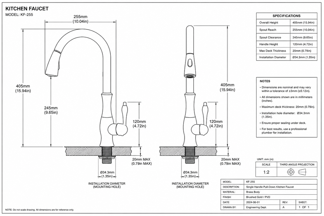 Florina-Transitional Design Pull Out Dual Mode Sprayer Kitchen Faucet