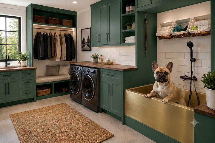 Brushed Gold Pet Dog Freestanding bathtub mudroom washing station 16 gauge commercial grade stainless steel