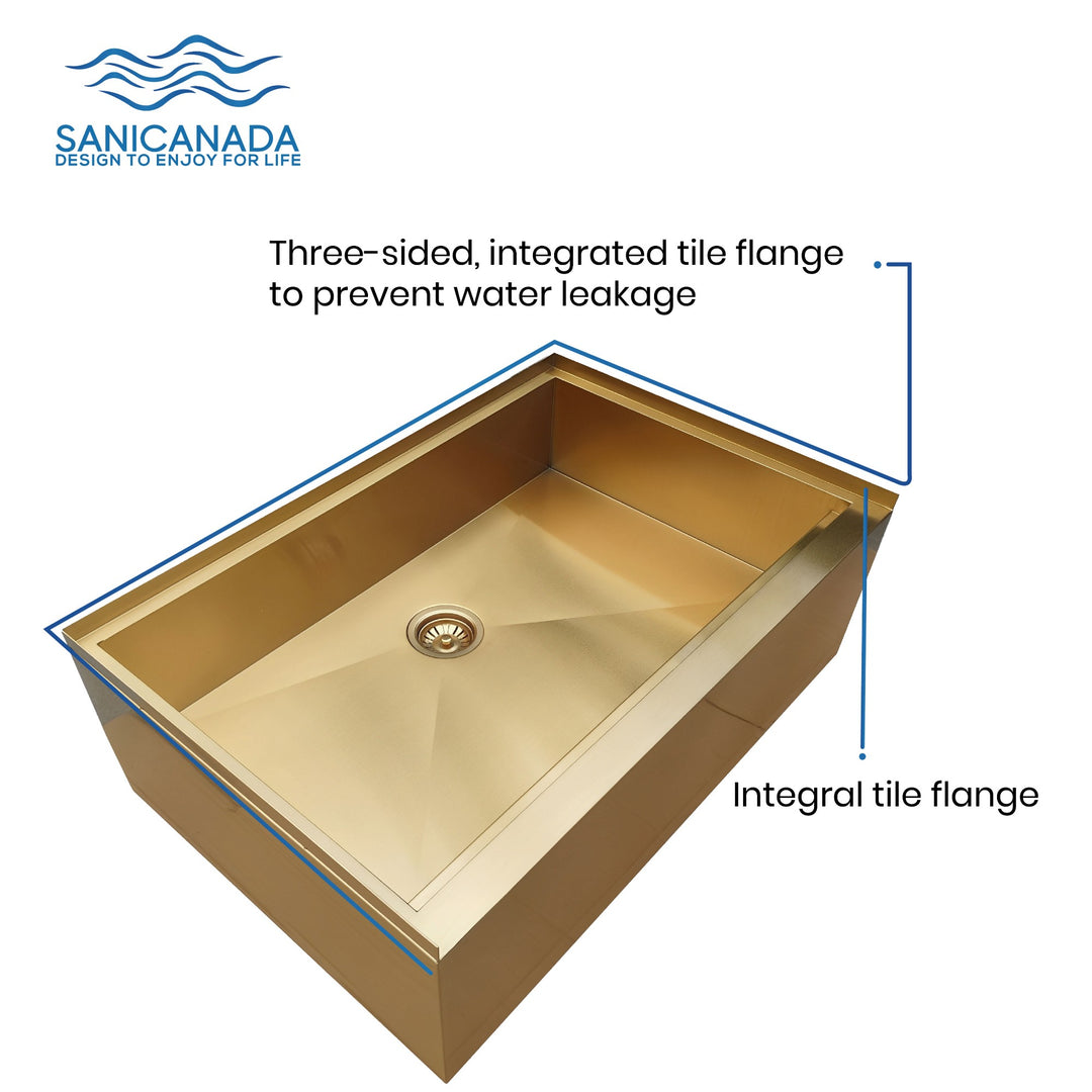 Brushed Gold Dog bath tub mudroom washing station 16 gauge commercial grade stainless steel