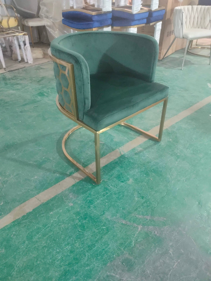 ROCKY- Green Velvet with metal brushed gold chair