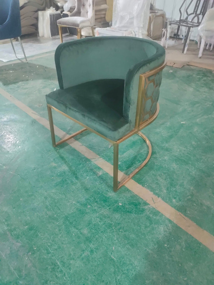 ROCKY- Green Velvet with metal brushed gold chair