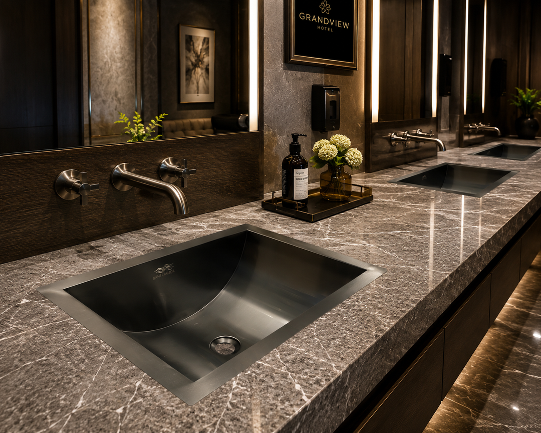 Commercial Grey Gun Pearl Undermount 16 Gauge Stainless Steel Bathroom sink 21"x15"-