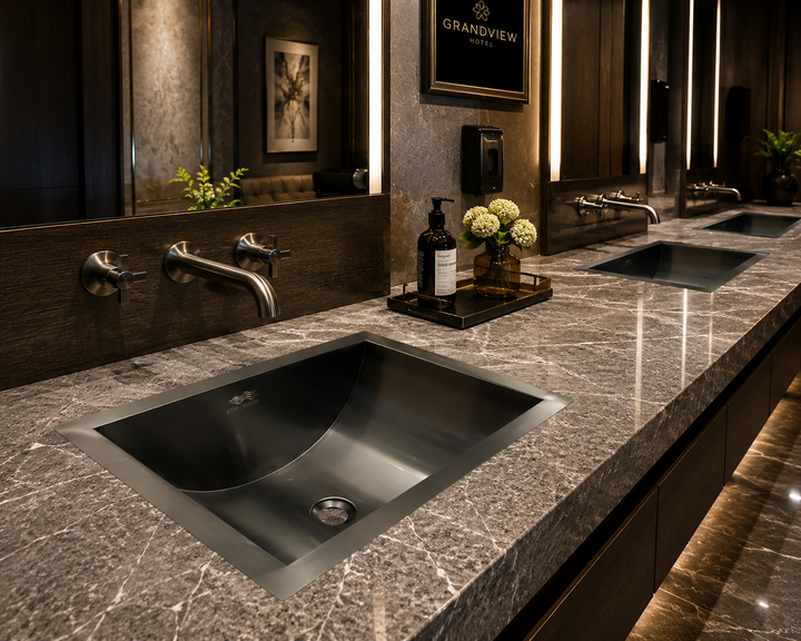 Commercial Grey Gun Pearl Undermount 16 Gauge Stainless Steel Bathroom sink 21"x15"-