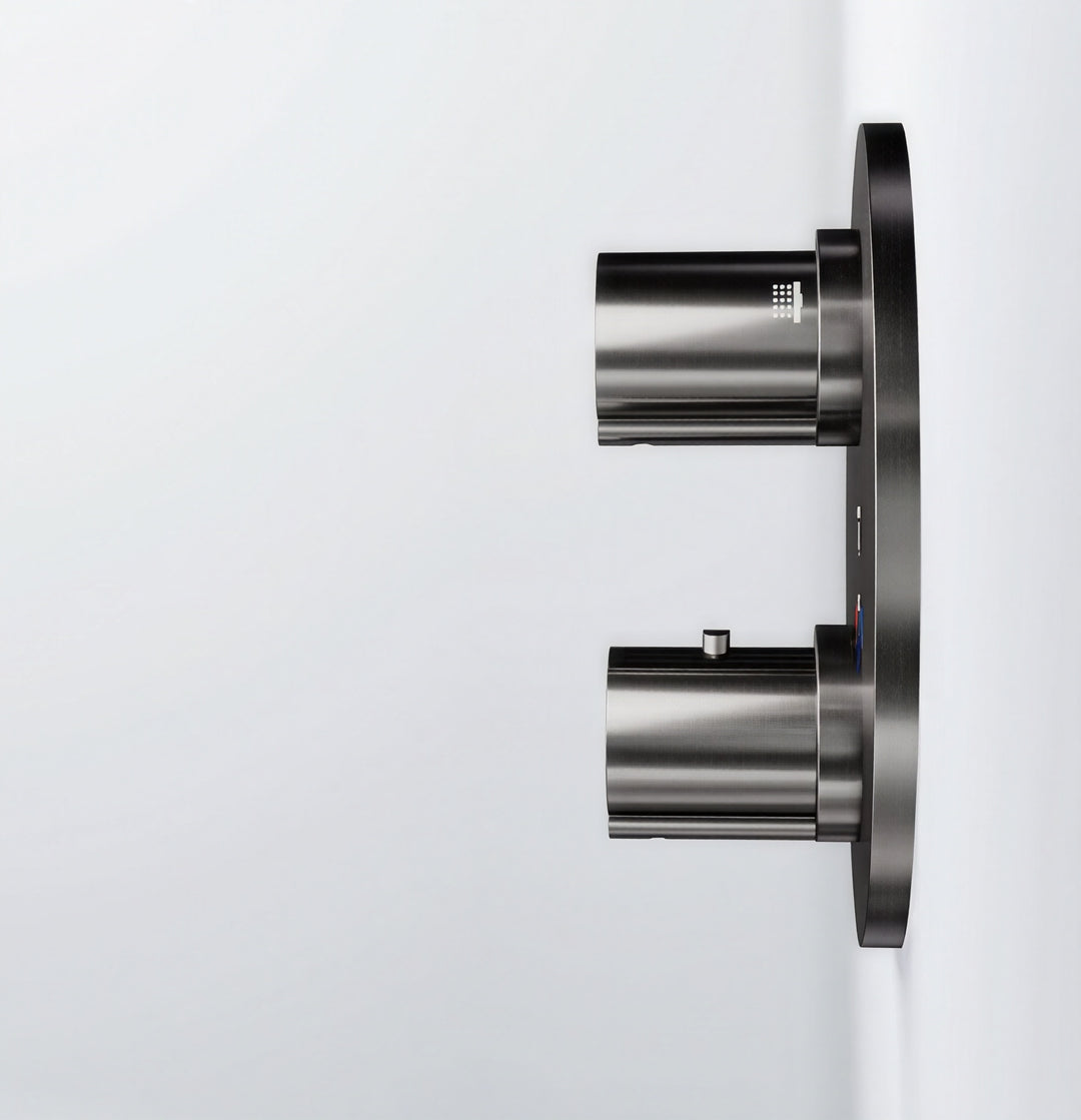 Round Grey Gun Pearl 2-3 Way Function Thermostatic Shower Kit