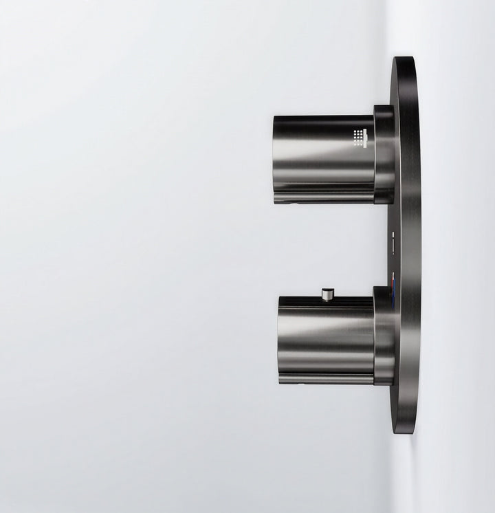 Round Grey Gun Pearl 2-3 Way Function Thermostatic Shower Kit