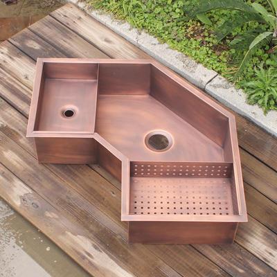 Custom Italian Outdoor Kitchen Corner Large Sink Western Kitchen Mid-Island outdoor American Retro Wash Basin Copper Basin Stainless Steel