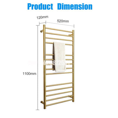 Brushed gold electric hardwire towel warmer CSA size 24"x42"