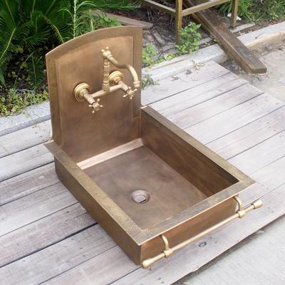 Custom Italian Outdoor Kitchen Corner Large Sink Western Kitchen Mid-Island outdoor American Retro Wash Basin Copper Basin Stainless Steel