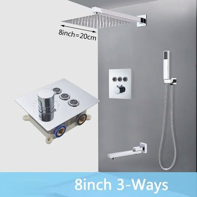 New CUPC Chrome square 2 -3 way function diverter thermostatic shower kit