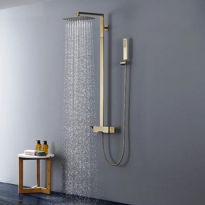 Luxury Brushed gold shower set rainfall shower faucet bathroom wall gold brush shower mixer hot and cold bath shower mixer tap