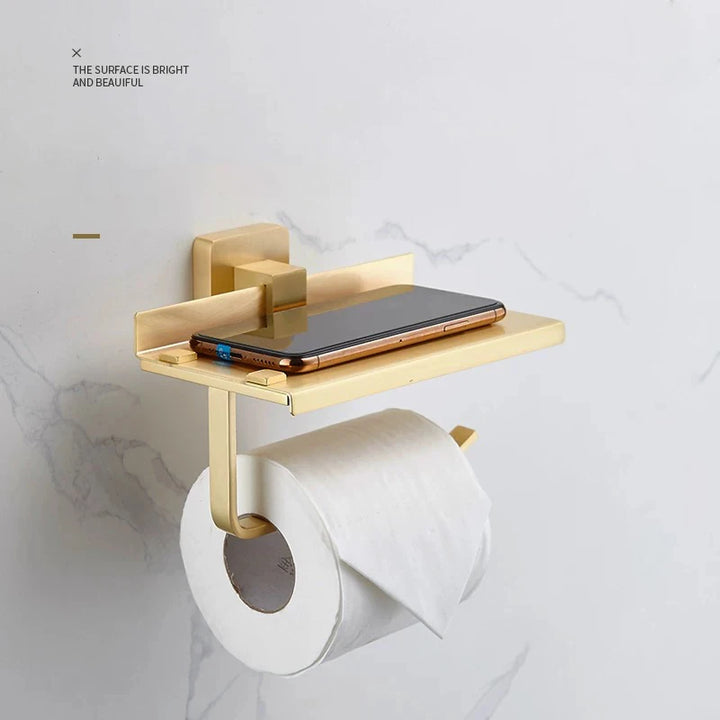 Brushed Gold- brass Gold brush Bathroom accessory Set Gold brass Hook Towel Rail Rack Bar Shelf Paper Holder Toothbrush Holder