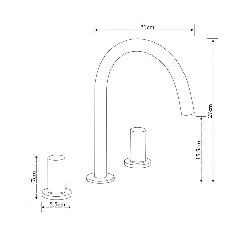 Valencia- Brushed Rose Gold/ Black matte handles  8" Inch wide spread bathrom faucet