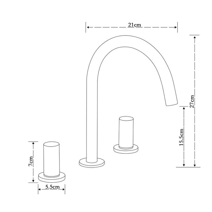 Valencia- Brushed Rose Gold/ Black matte handles  8" Inch wide spread bathrom faucet