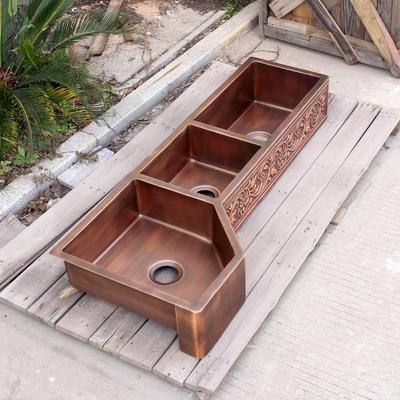 Custom Italian Outdoor Kitchen Corner Large Sink Western Kitchen Mid-Island outdoor American Retro Wash Basin Copper Basin Stainless Steel