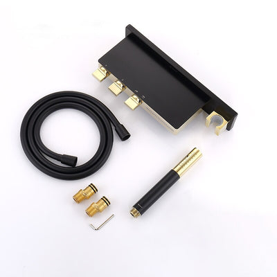 Black with gold polished wall mounted bathtub filler faucet set