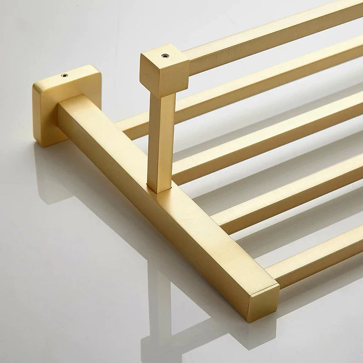 Brushed Gold- brass Gold brush Bathroom accessory Set Gold brass Hook Towel Rail Rack Bar Shelf Paper Holder Toothbrush Holder