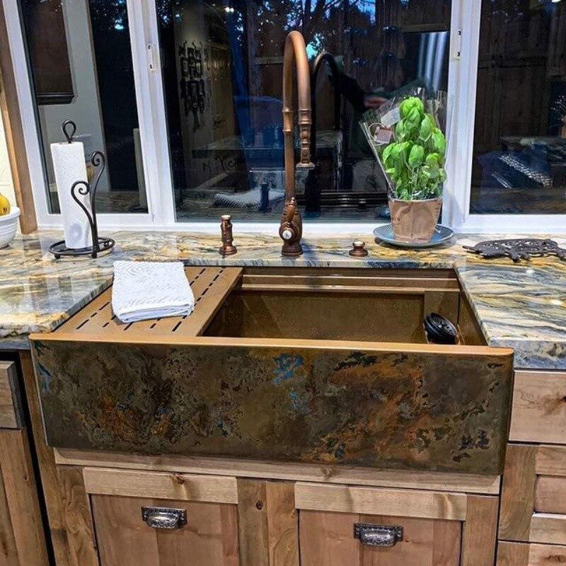 Custom Italian Outdoor Kitchen Corner Large Sink Western Kitchen Mid-Island outdoor American Retro Wash Basin Copper Basin Stainless Steel