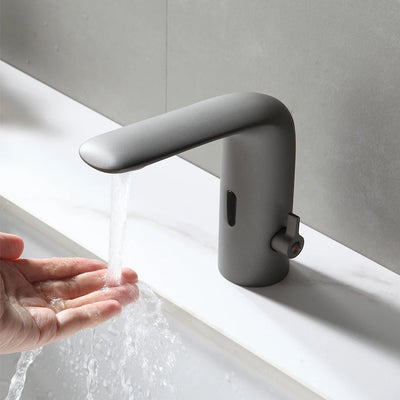 Matte Grey Gun Commercial sensor single hole bathroom faucet