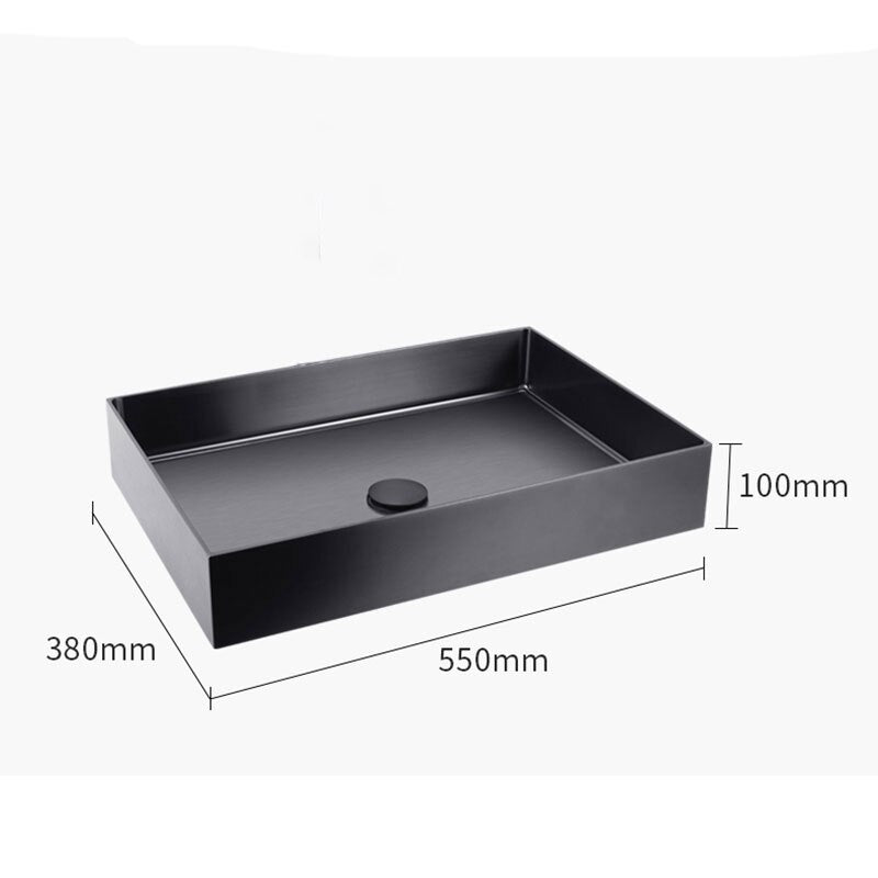 Brushed gold rectangular stainless steel vessel sink