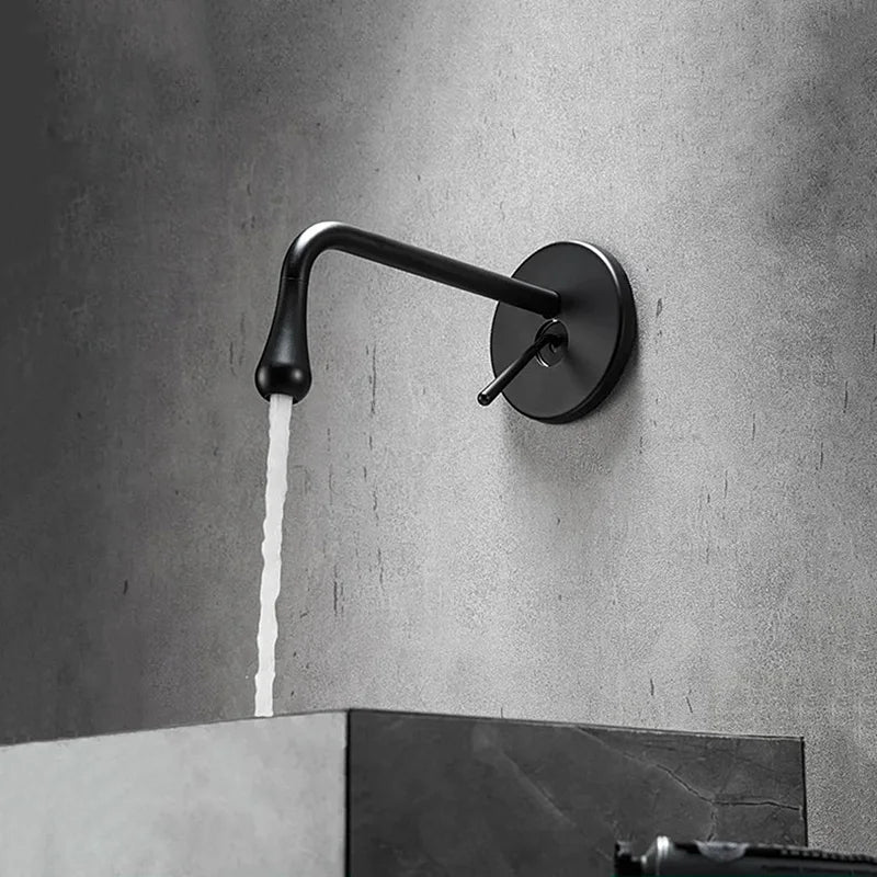 Tear drop wall mounted single laver handle