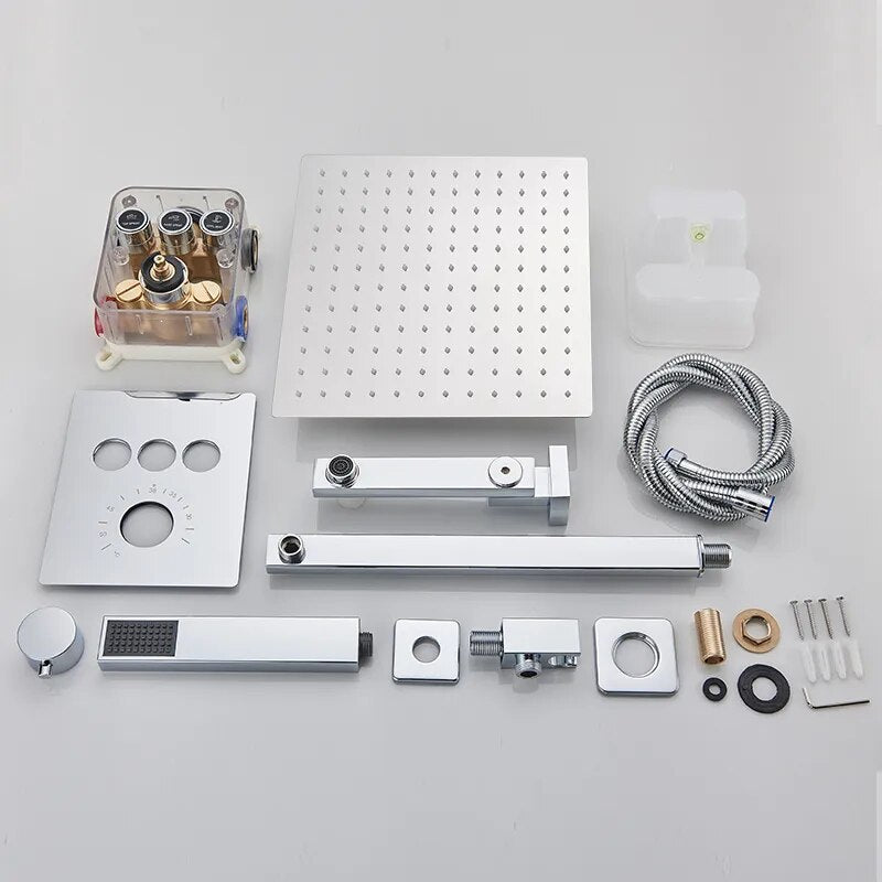 New CUPC Chrome square 2 -3 way function diverter thermostatic shower kit
