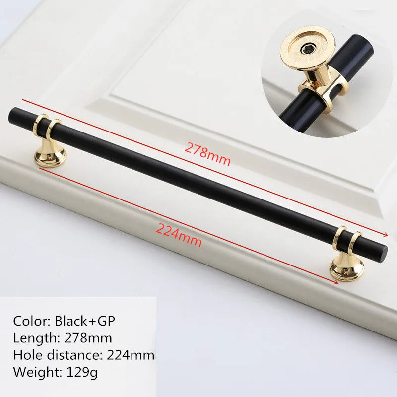 Nordic-Gold Furniture Handle Cabinet Knob and Handle Drawer Knobs Cupboard Pulls Kitchen Handle Pull Black Handle for Furniture