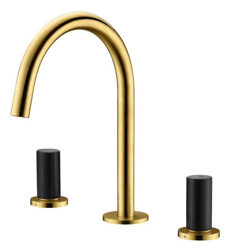 Valencia- Brushed Rose Gold/ Black matte handles  8" Inch wide spread bathrom faucet