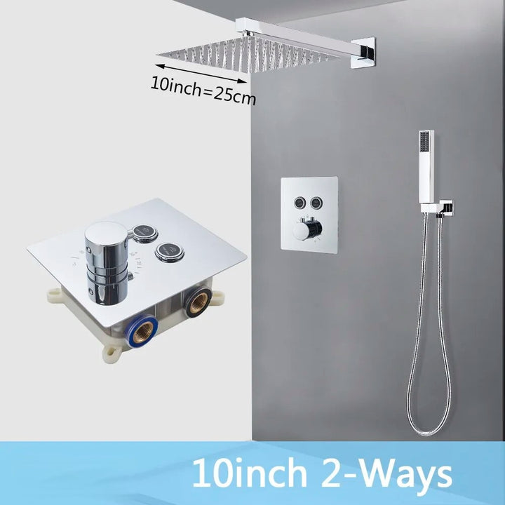CSA certified - Chrome square 2 -3 way function diverter thermostatic shower kit