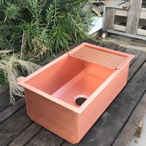 Custom Italian Outdoor Kitchen Corner Large Sink Western Kitchen Mid-Island outdoor American Retro Wash Basin Copper Basin Stainless Steel