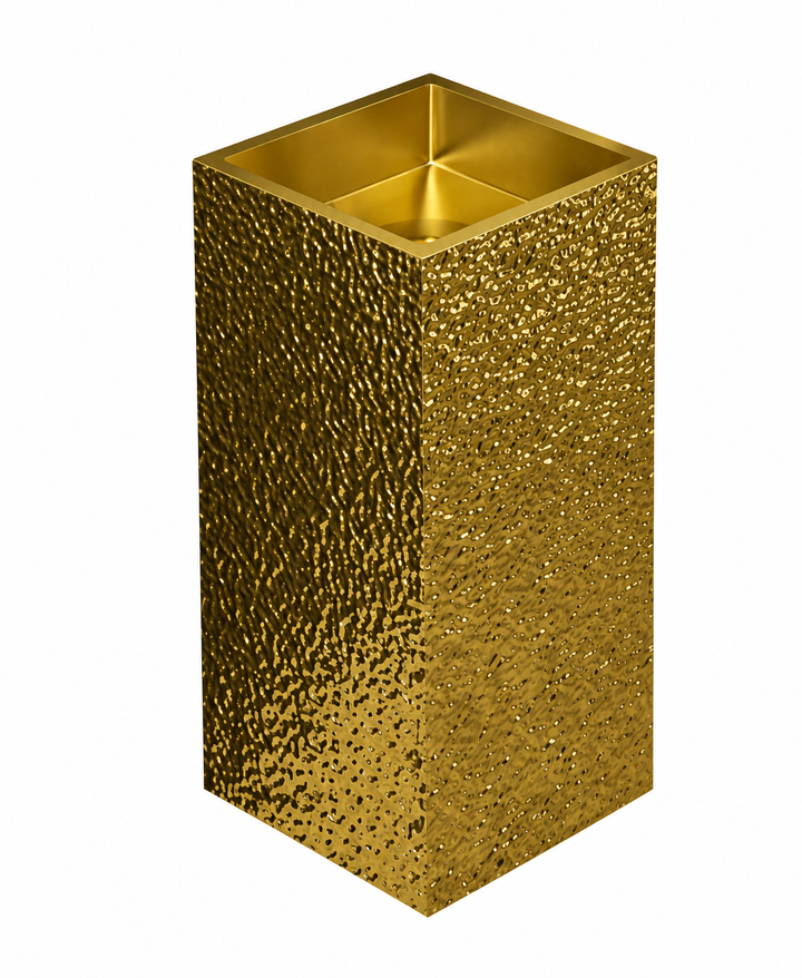 Nordic Square Design Brushed Gold-Black Gun Hand made hammered pedestal sink