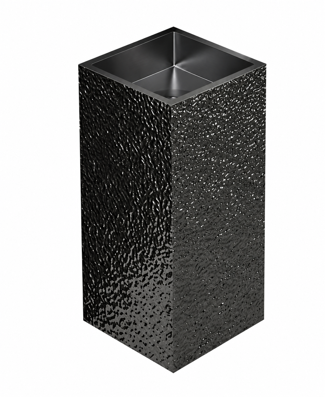 Nordic Square Design Brushed Gold-Black Gun Hand made hammered pedestal sink