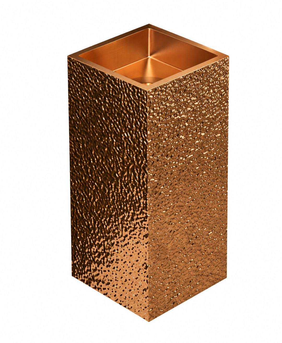 Nordic Square Design Brushed Gold-Black Gun Hand made hammered pedestal sink