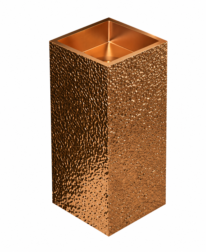 Nordic Square Design Brushed Gold-Black Gun Hand made hammered pedestal sink