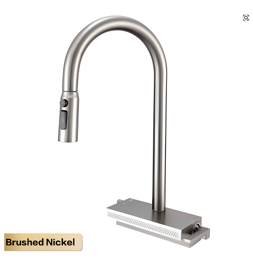 Apollo-Brushed Nickel -waterfall kitchen LED display faucet with dual pull out sprayer