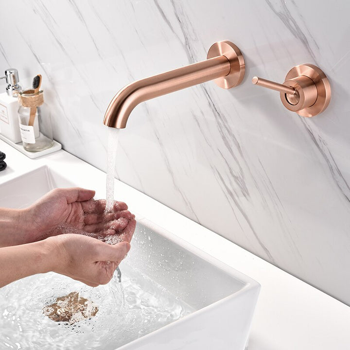 Vito-Copper satin Wall Mounted Single lever bathroom faucet with valve completed set
