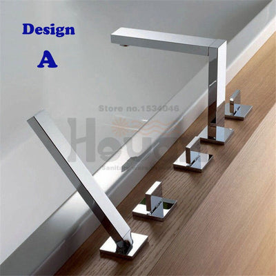 Square Modern 4 and 5 holes deck mounted bathtub filler faucet set