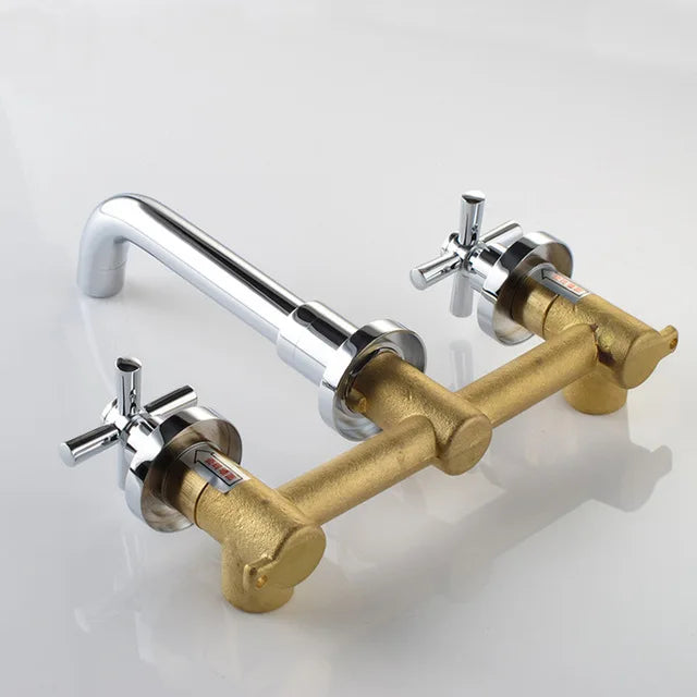 Cross Handle Wall Mounted Bathroom Faucet