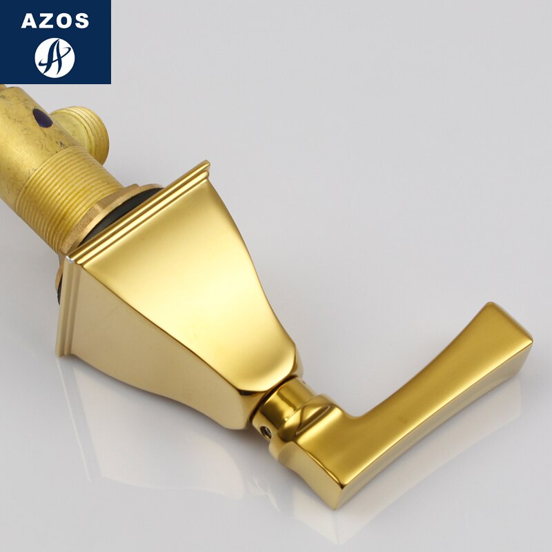 Art deco Gold polished brass 8" Inch wide spread bathroom faucet
