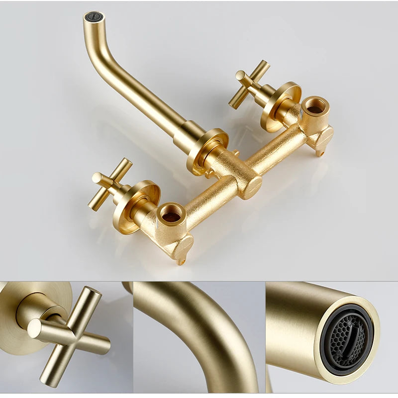 Cross Handle Wall Mounted Bathroom Faucet