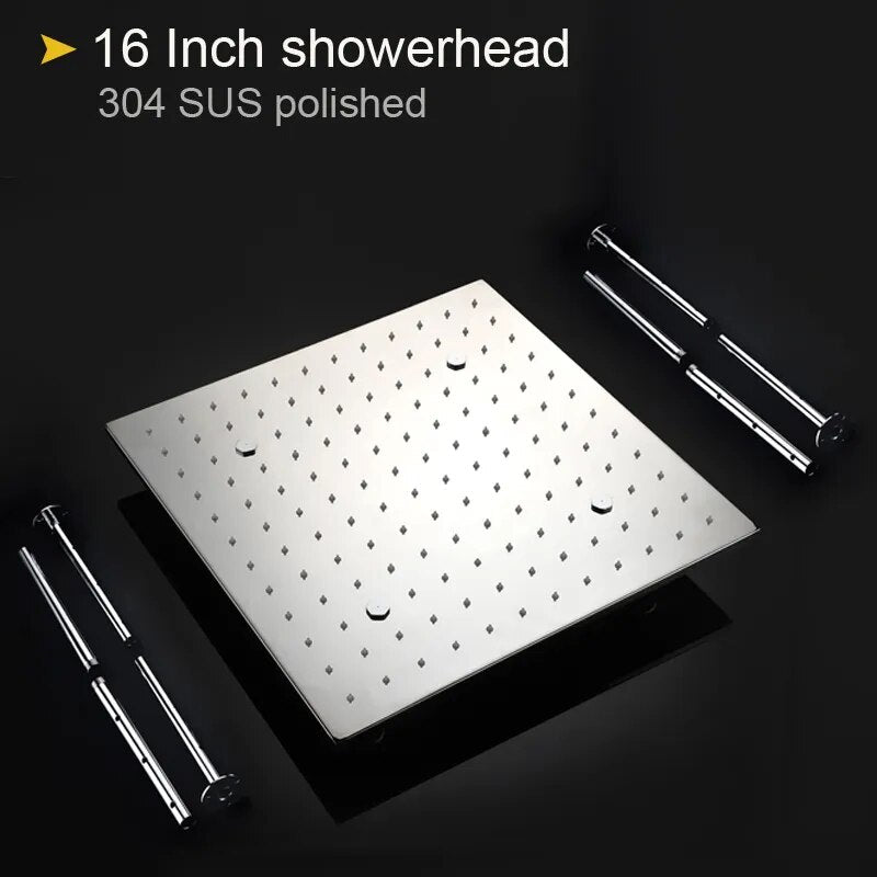 16 InchSquare Flush mount ceiling rain head Spa shower system set