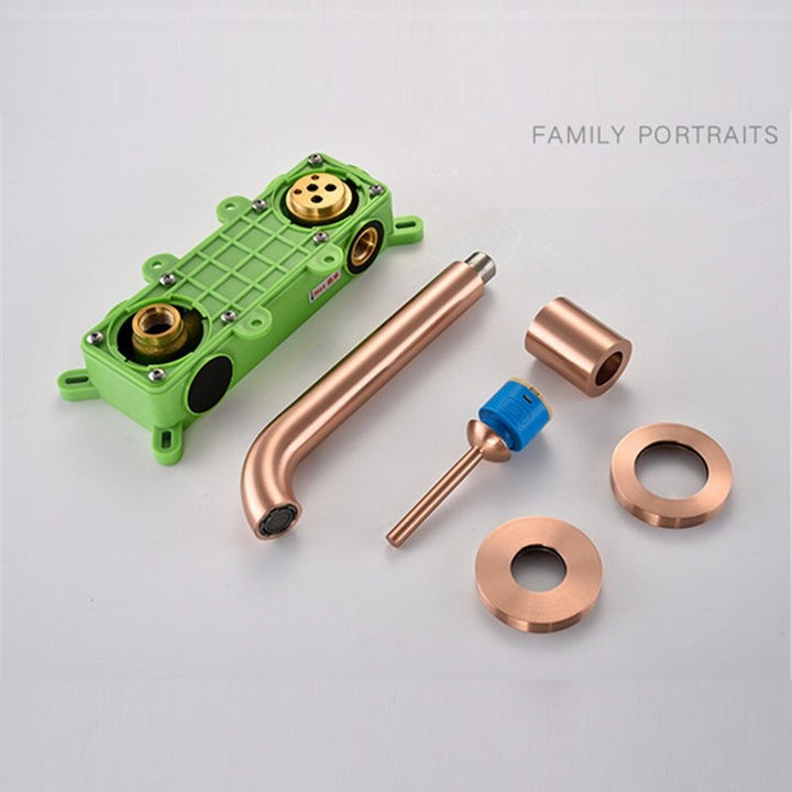 Vito-Copper satin Wall Mounted Single lever bathroom faucet with valve completed set