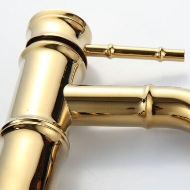 Gold polished brass tall vessel bamboo faucet
