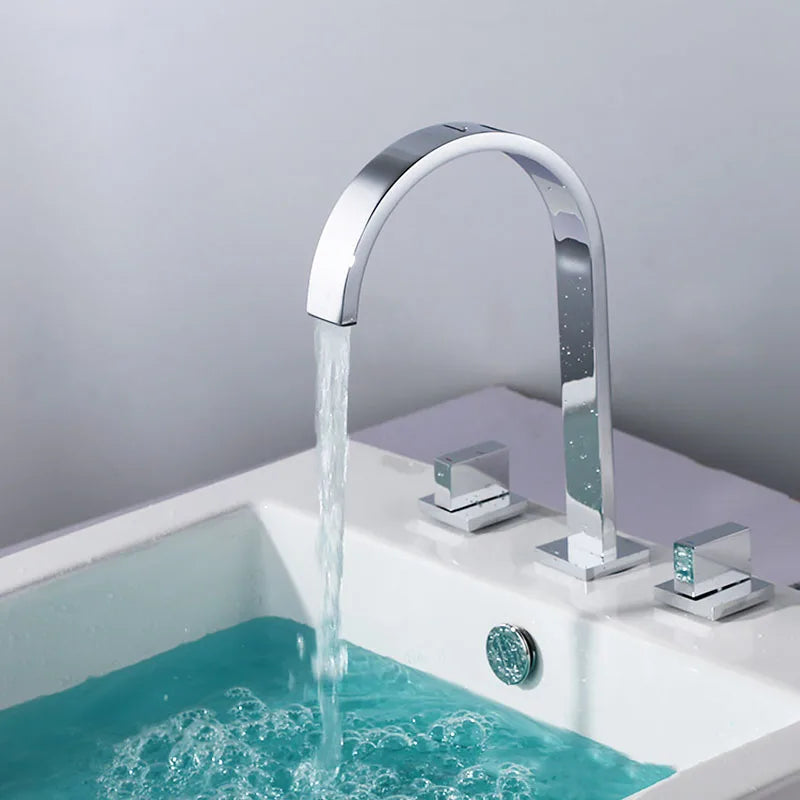 Santos- Moden Chrome- Black 8" Inch wide spread bathroom faucet