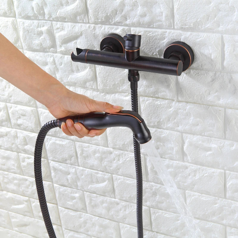 Oil Rubbed Bronze Bath Toilet Bidet Spray Hot & Cold Mixer Valve with Hose, Handheld Bidet ,Portable Hand Held Bidet Shower Set-
