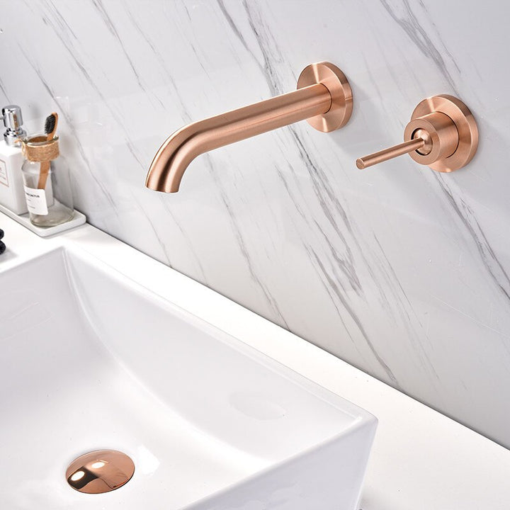 Vito-Copper satin Wall Mounted Single lever bathroom faucet with valve completed set