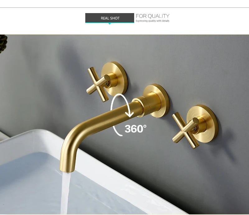 Cross Handle Wall Mounted Bathroom Faucet